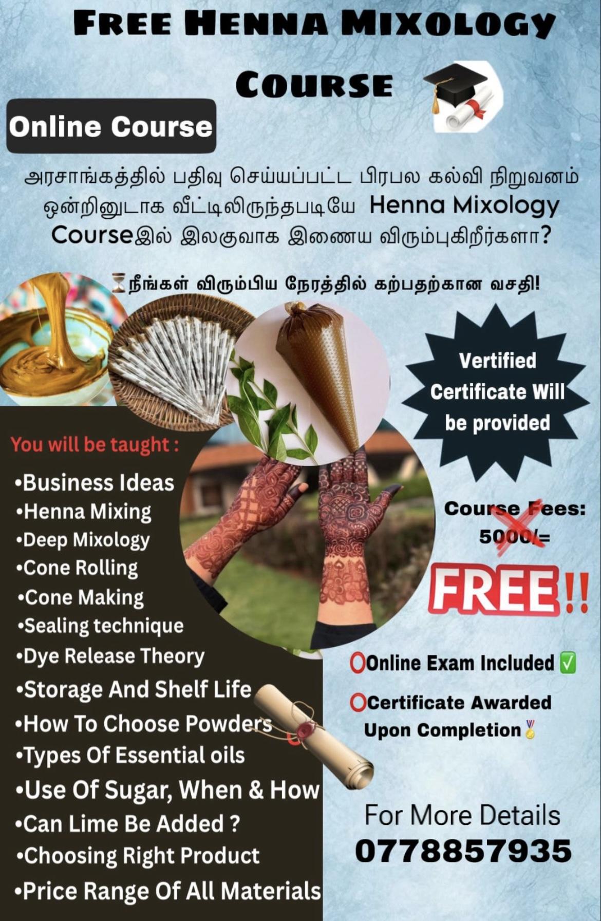 Free Henna Mixology course