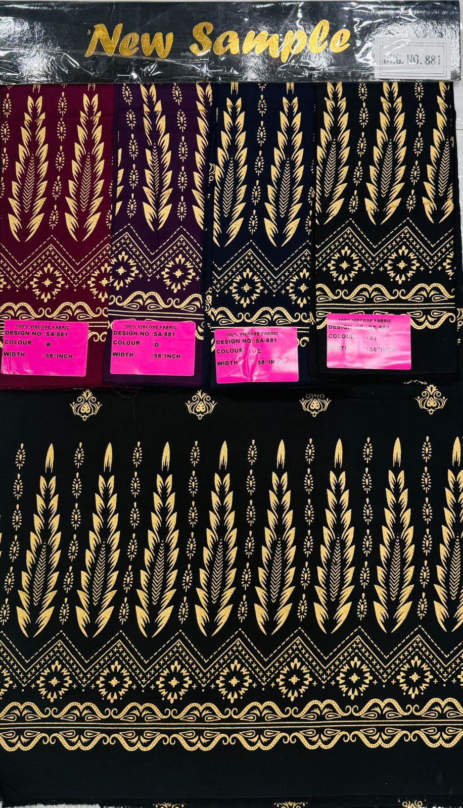 (MNR) Rayon Gold print boder