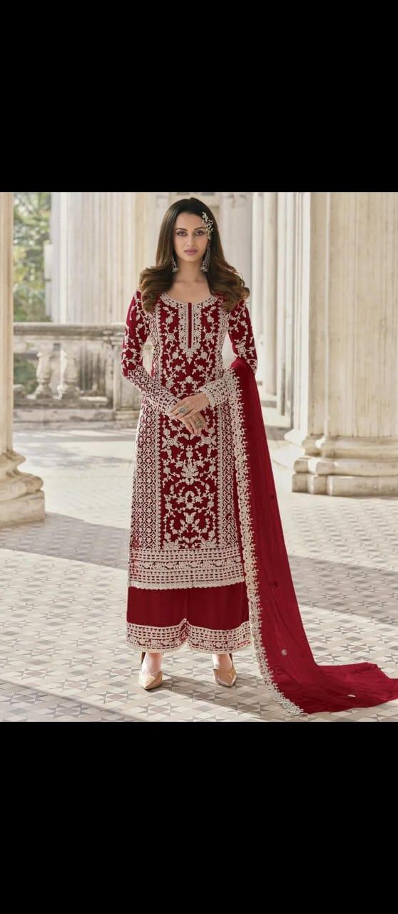 Georget mtrl with embroidery work design  Dress 